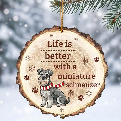 Miniature Schnauzer Wooden Christmas Ornament - Dog Holiday Decor Gift