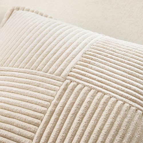 MIULEE Boho Corduroy Striped Throw Pillow Covers 18x18 Inch - 2 Pack