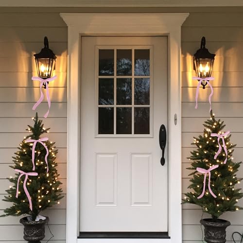 Pink Velvet 24-Pack Christmas Bow Ornaments for Wreaths & Gift Wrapping - 7x5 in