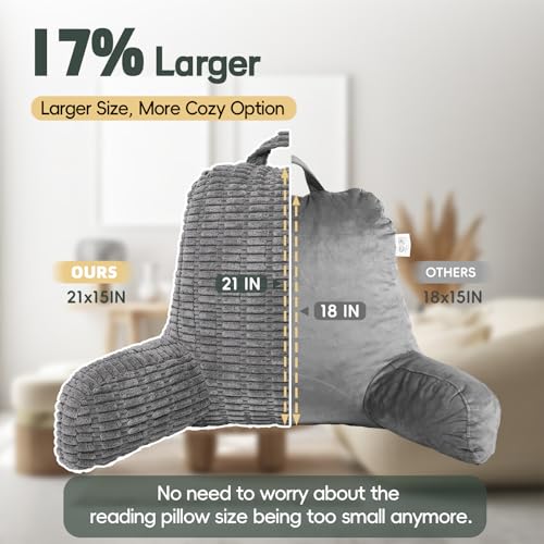 21" Reading Pillow with Memory Foam Support for Bed & Couch