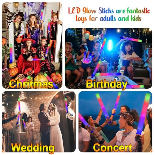 30-Pack LED Foam Glow Sticks, Multicolor Light-Up Foam Wands for Parties