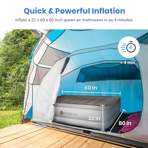 Portable Electric Air Pump for Inflatables, Quick-Fill Inflator with 3 Nozzles