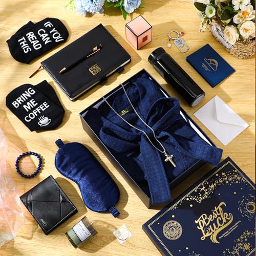 Afarnook Navy Blue 13-Piece Men's Birthday Gift Basket Set for Christmas