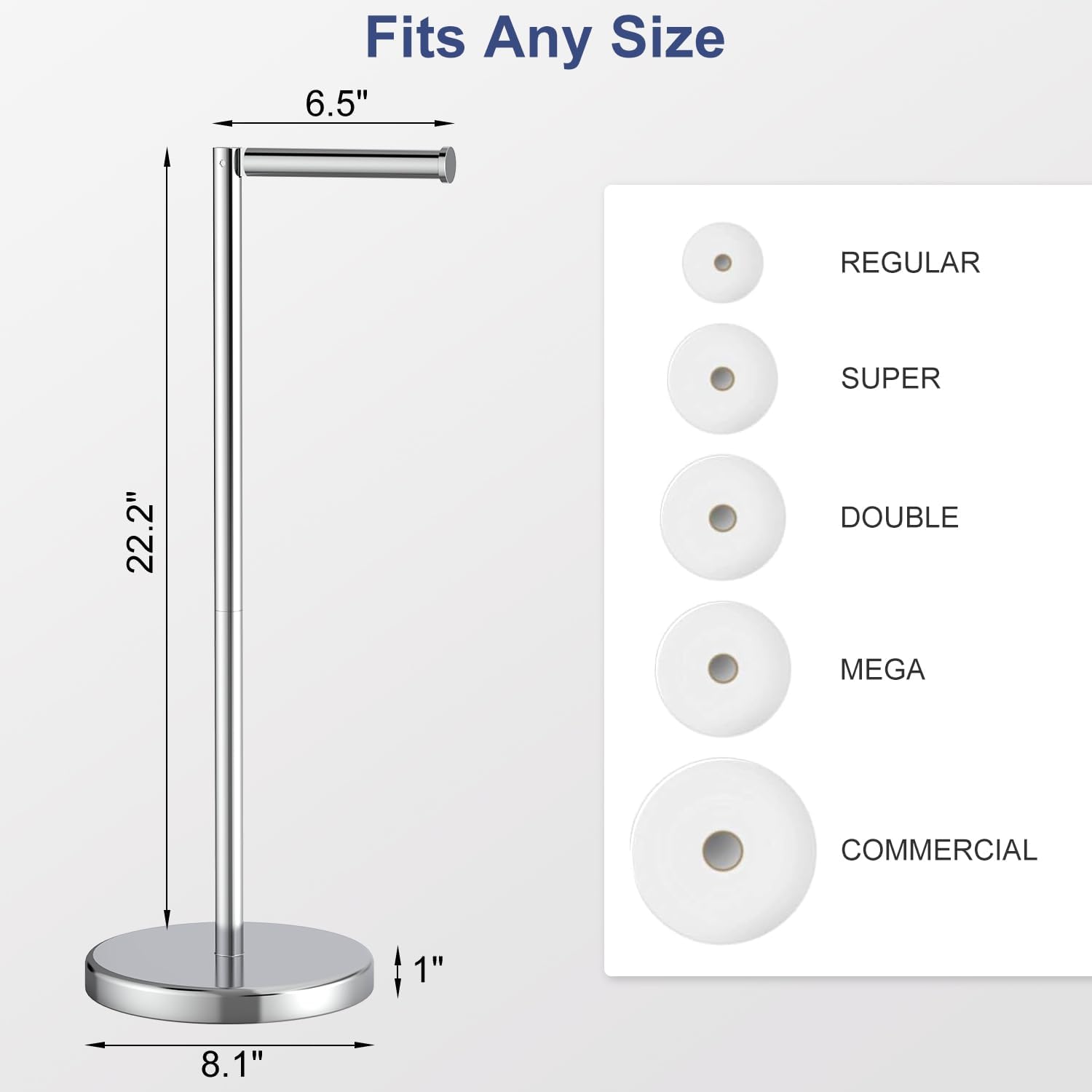 Polished Chrome Toilet Paper Holder Stand by [Brand Name] - Free Standing Design for 4 Rolls, Stainless Steel with Non-Slip Base