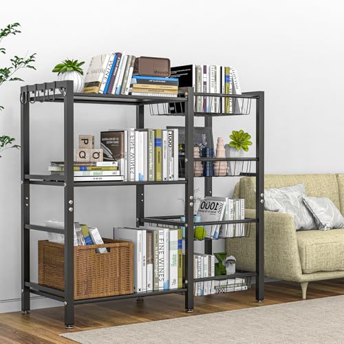 3-Tier Kitchen Baker's Rack with 4 Storage Baskets - Utility Coffee Bar Stand