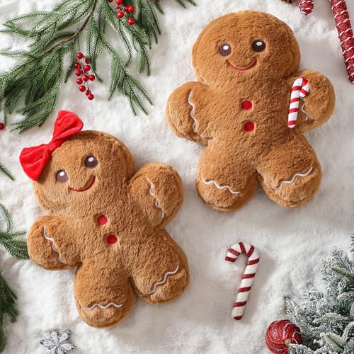 YRXRUS 16x12 Inch Christmas Gingerbread Pillow - Cute Holiday Throw Cushion