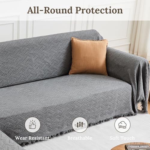 L Shape Sectional Couch Cover Set - Dark Grey XL, Washable & Pet Friendly