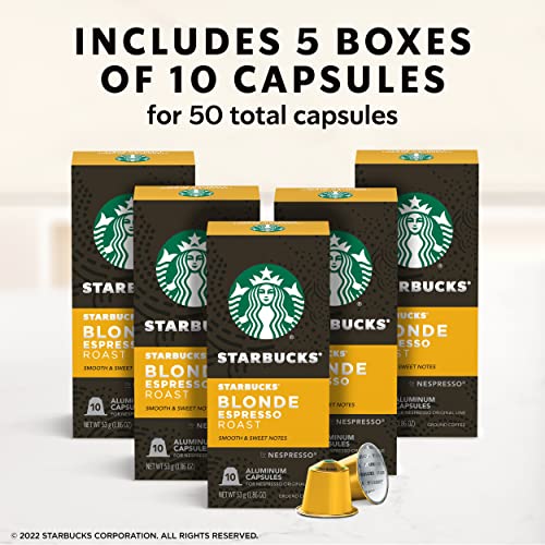 Starbucks Blonde Roast Espresso Pods for Nespresso Original Line - 50 Count