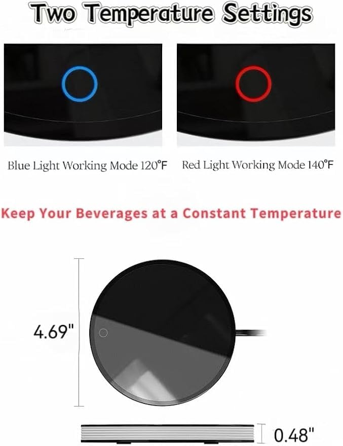 Coffee Mug Warmer, Electric Coffee Warmer for Desk with Auto Shut Off Smart Cup Warmer with 2 Temperature Settings for Heating Coffee, Beverage, Milk, Tea