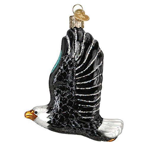 Eagle in Flight Glass Blown Christmas Ornament, Handcrafted Holiday Decor