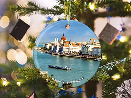 Budapest Danube River Ceramic Christmas Ornament, Double-Sided Travel Souvenir