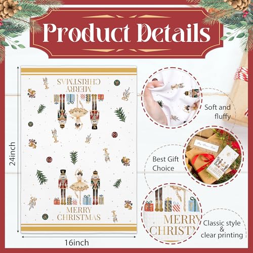 GREOXG Nutcrackers Christmas Kitchen Towels Set of 2, Snowflake Xmas Tree Absorbent Hand Towels, Holiday Decor