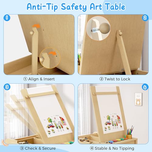 5-in-1 Kids Art Table and Chair Set with Convertible Easel and Storage