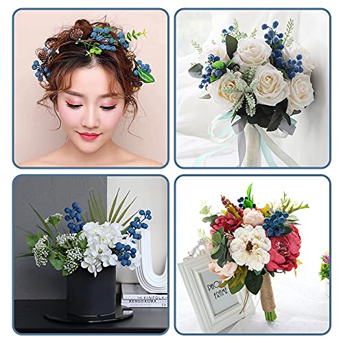4pcs Artificial Blueberries with Stems for Home Decoration