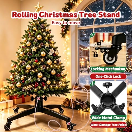 Heavy Duty Rolling Christmas Tree Stand with Wheels for 12 Ft Artificial Tree