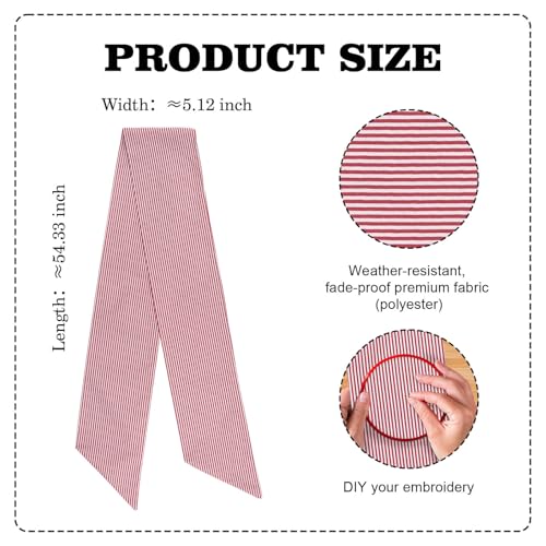 Kutyndrix Red and White Striped Wreath Sash for Front Door, 5.12 x 54.33-Inch Holiday Ribbon