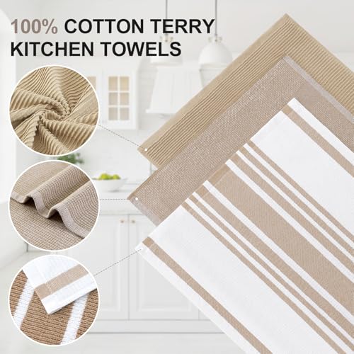 100% Cotton Kitchen Towels 18x28-Inch, 6-Pack Absorbent Dish Cloth Set
