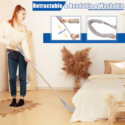 4-Piece Extendable Microfiber Duster Set with 30-100 Inch Telescoping Pole