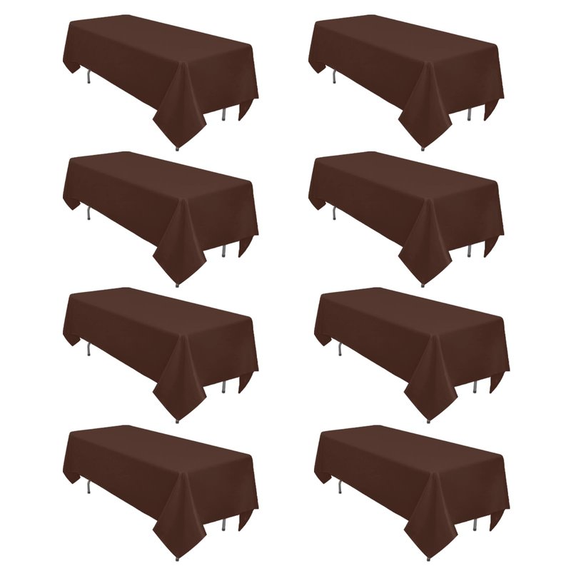 Heneger 8 Pack Brown Table Cloth 60 x 126 Inch Rectangular Tablecloths for 8 Foot Rectangle Tables, Wrinkle Resistant Brown Tablecloth Washable Polyester Fabric for Buffet Wedding Party Banquet