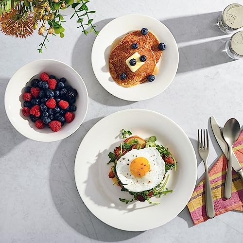 Gibson Home Zen Buffet Round 12 Piece Porcelain Chip and Scratch Resistant Dinnerware Plates and Bowls Set, Scratch & Chip Resistant
