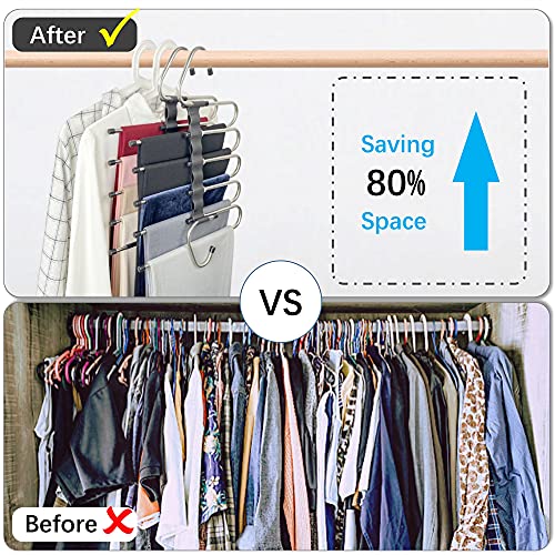 5-Tier Space-Saving Pants Hangers 2-Pack for Closet Organization