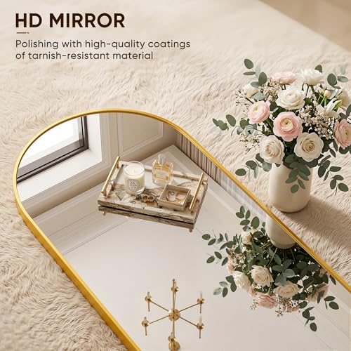 58" x 19" Arched Full Length Floor Mirror, Shatterproof Standing Body Mirror