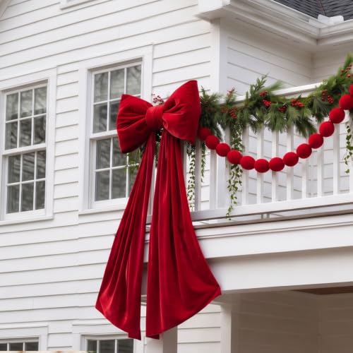 6 ft Oversized Red Velvet Christmas Bow Topper for Tree & Decor