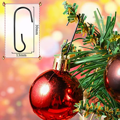 120 Pcs Black Metal Ornament Hooks with Storage Box for Christmas Tree