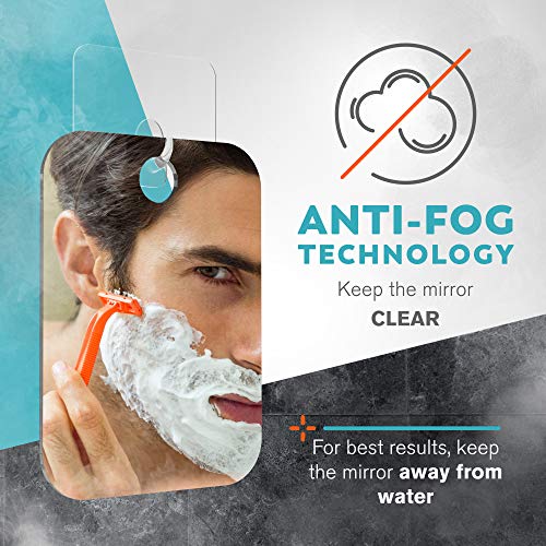 HONEYBULL Fogless Shower Mirror 6x8in No Drill Mount Anti-Fog Acrylic for Shaving