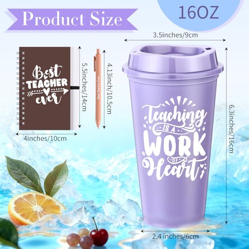 Thanks Teacher Gift Set Morandi - 72 Pcs Bulk Appreciation Gifts with Coffee Cups Notebooks & Pens