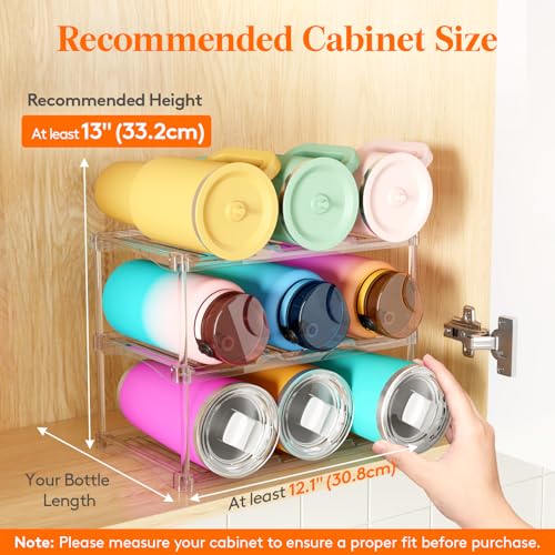 Stackable Water Bottle & Wine Rack Organizer - 3-Tier Clear Plastic Holder