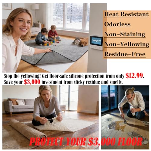 Non-Slip Rug Pad for Hardwood Floors, 2x3ft Washable Silicone Gripper