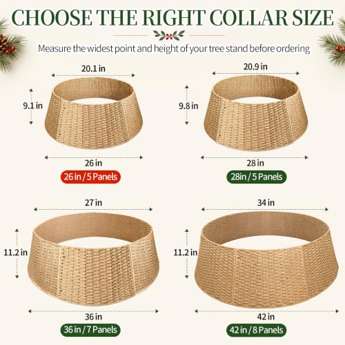 HENAYUK 26in Christmas Tree Collar - Paper Rope Tree Skirt Collar for 4.5ft–12ft Trees