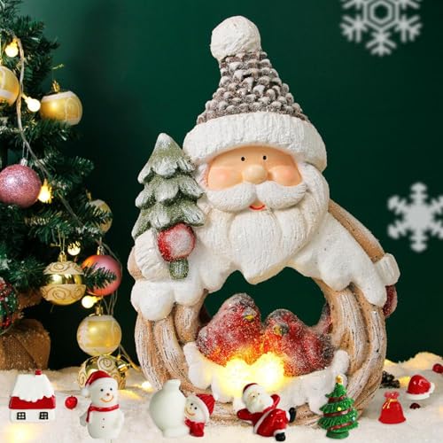 36 Pcs Christmas Miniature Figurines Kits, Mini Resin Santa Claus Christmas Trees Snowman Ornaments Micro Landscape Accessories for DIY Snow Globes Christmas Village Fairy Garden
