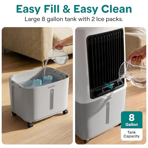 Portable Evaporative Air Cooler 2500 CFM 8-Gallon Tank WiFi Swamp Cooler