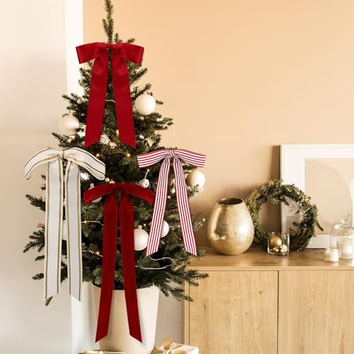 Elegant 8-Piece Christmas Wreath Bows Set – Velvet & Polyester, 13.8-17.7 in, Suncalla