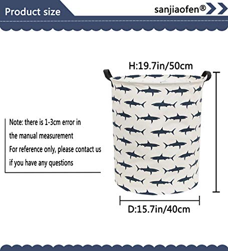 Shark Kids Laundry Hamper - Collapsible Canvas Toy Storage Basket