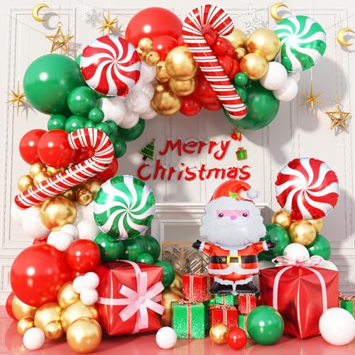 Christmas Balloon Arch Kit - 206-Piece Foil & Latex Party Balloons for Holiday Decor