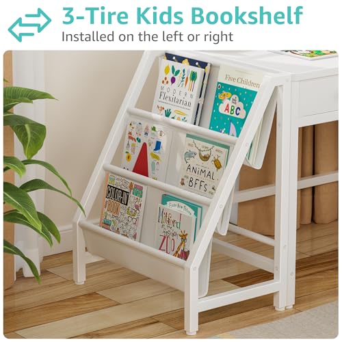 Kids Desk and Chair Set with Bookshelf and Storage Drawers for Ages 3-8