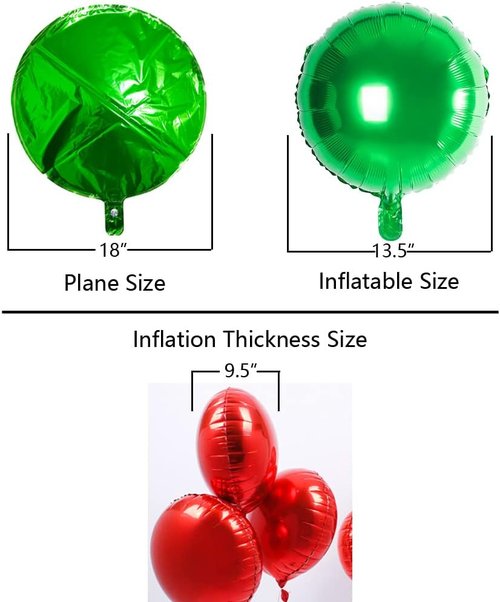 18" Green Round Foil Balloons by [Brand Name] - Mylar Helium Balloons for Birthday & Baby Shower Decor, Pack of 20
