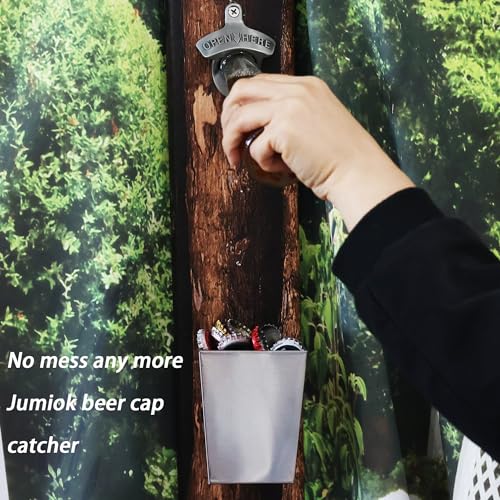 Jumiok Brushed Silver Stainless Steel Bottle Cap Catcher Wall Mount with Drainage