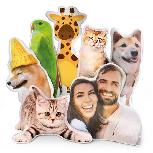 Custom Pet Photo Pillow - Personalized 12-Inch Face-Shaped Plush Cushion
