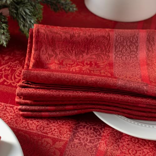 Benson Mills Ravenna Jacquard Red Napkin Set of 4 - 18x18 Inches