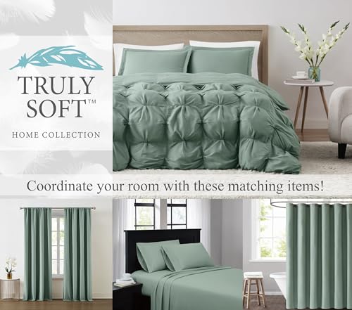 Pleated Twin XL Duvet Set - White Microfiber Polyester, 2-Piece