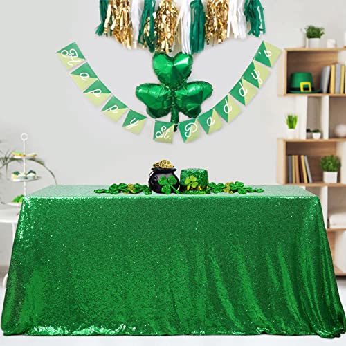 Green Sequin Tablecloth 50x50in Overlay Table Linen for Christmas Party