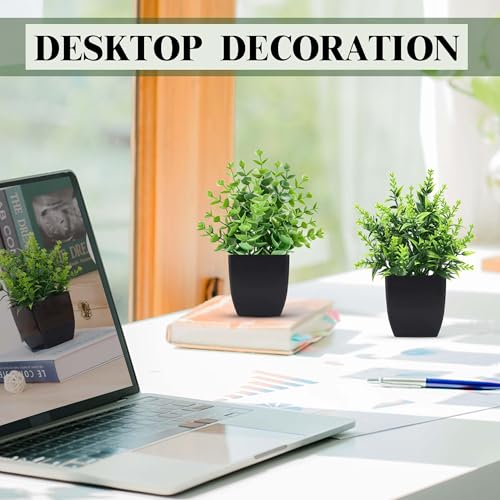 2 Pack Small Artificial Potted Plants for Home and Office Decor