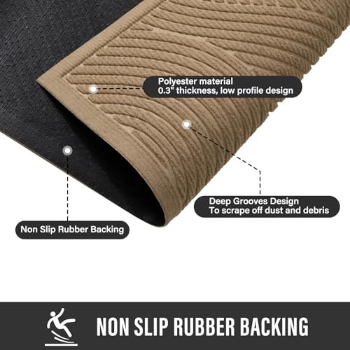Absorbent Front Door Mat - Non-Slip Indoor Outdoor Doormat, 29x17, Beige