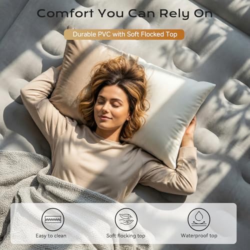 Queen Air Mattress with Built-in Pump - 18" Self-Inflating Inflatable Bed