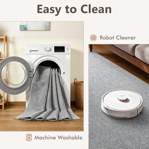 2x6 Grey Runner Rug, Washable Non-Slip Low-Pile Area Rug for Hallway