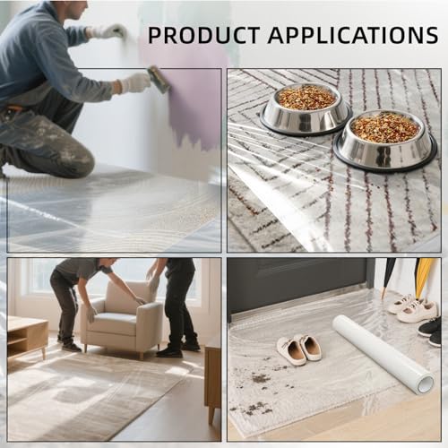 Clear Carpet Protector Film 24" x 200' - Heavy Duty Self-Adhesive Plastic Roll